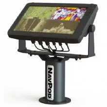 Budget NavPod Pedestal Mount Pre-Drilled Mounting Pedestal and Mounting Plate adds swivel to most 10" to 16" Chart Ploters, MDF's Fishfinders ssing the stock Trunion Bracket