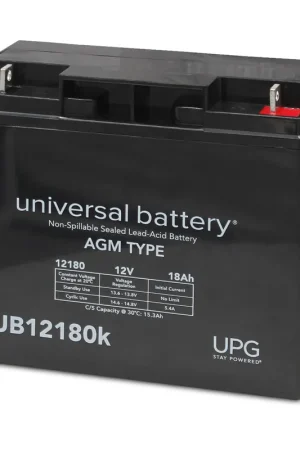 Markdown UPG 45570 Sealed Lead Acid Battery, 12 V, 18Ah, UB12180, I1 Internal Thread Terminal, AGM Type