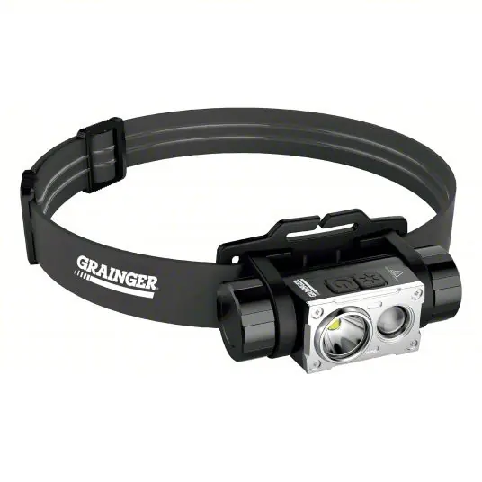 While Supplies Last GRAINGER 797NT7 Rechargeable Headlamp: 1,000 lm Max Brightness, 100 hr Max Run Time, High/Low/Medium, Black