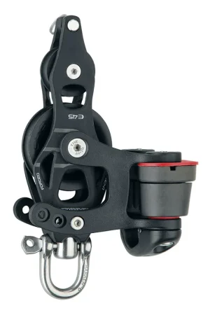 Certified Harken 45mm Single Aluminum Element Fiddle Block w/Swivel, Becket & 150 Cam Cleat